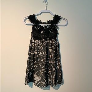 Blue Velvet Printed Chiffon Swing Tank